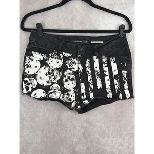 2017 Hot Topic Blackheart Low Rise Skull Stripe Denim Shorts Womens Size 7